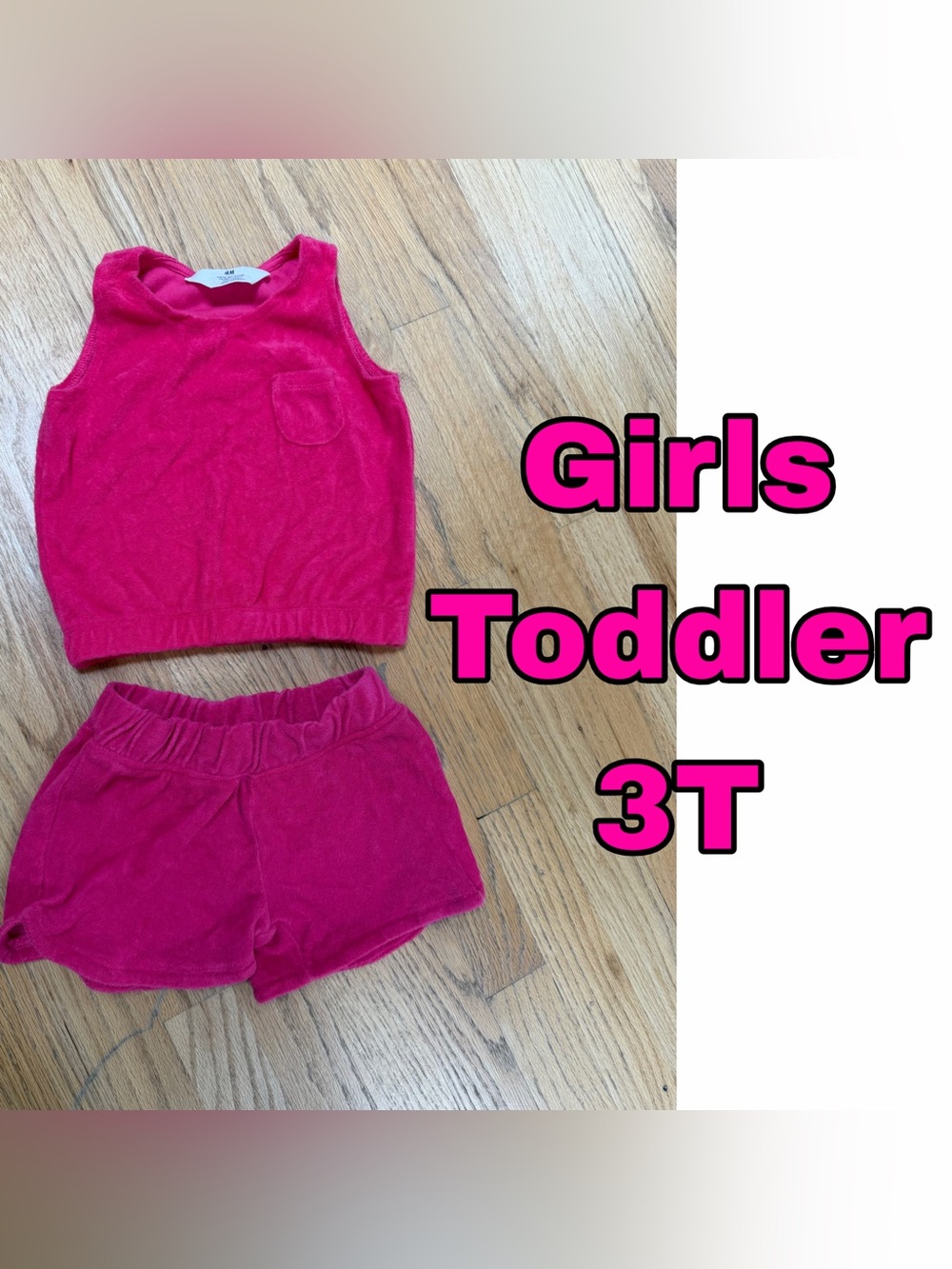 H&M Girls Two-Piece Matching Set in Bright Pink